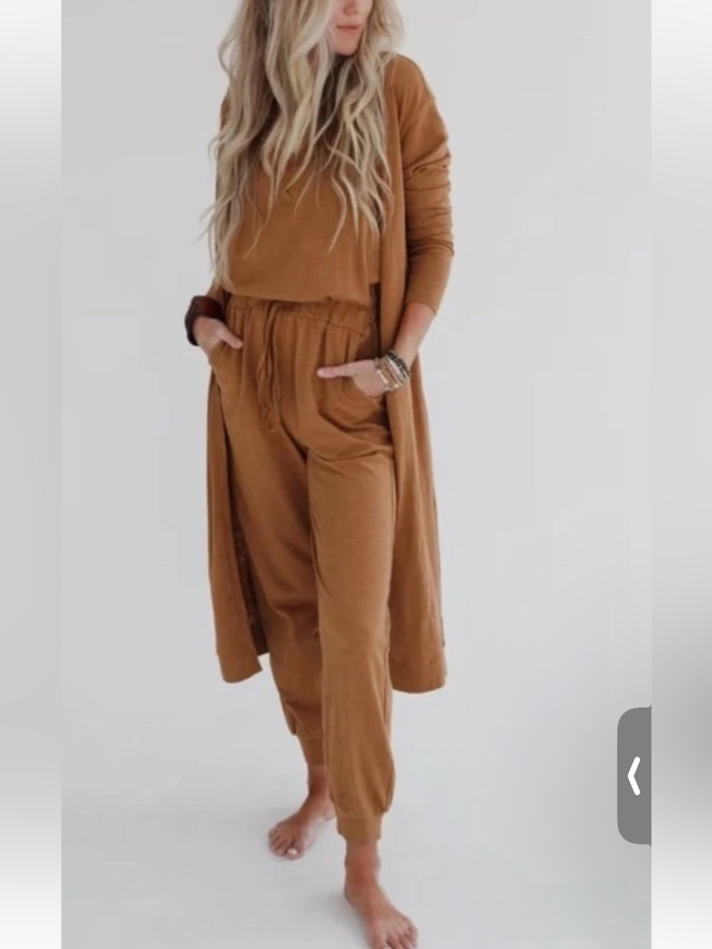NEW Three Bird Nest Caramel Cotton Jumpsuit Duster Set Size L